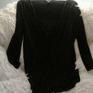 Black beaded dress shirt.